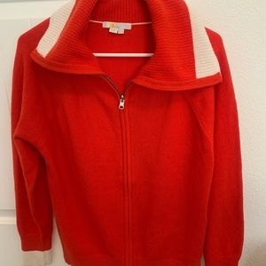 Boden Women’s Wool Cotton Blend  zip front Cardigan Sweater Red Size 10